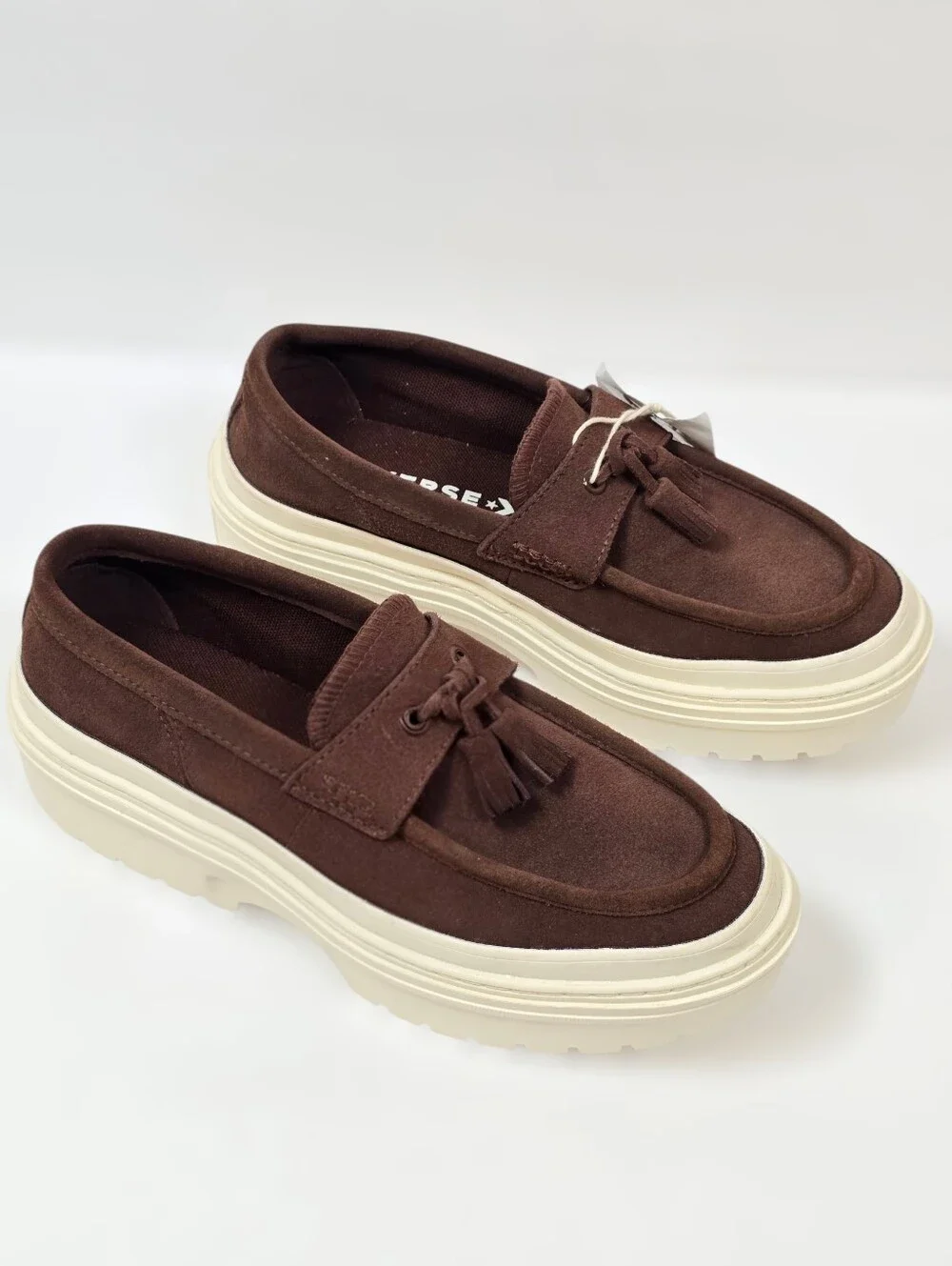 Converse Chuck Taylor Suede Lugged Heel Loafers Chocolate Brown Platforms Sz 7.5